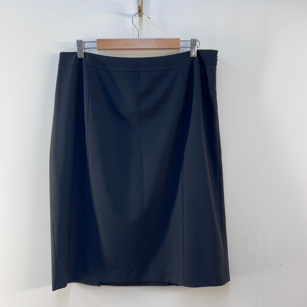 Lafayette 148 New York Black Wool Stretch Pencil Skirt Women's Size 14 Career